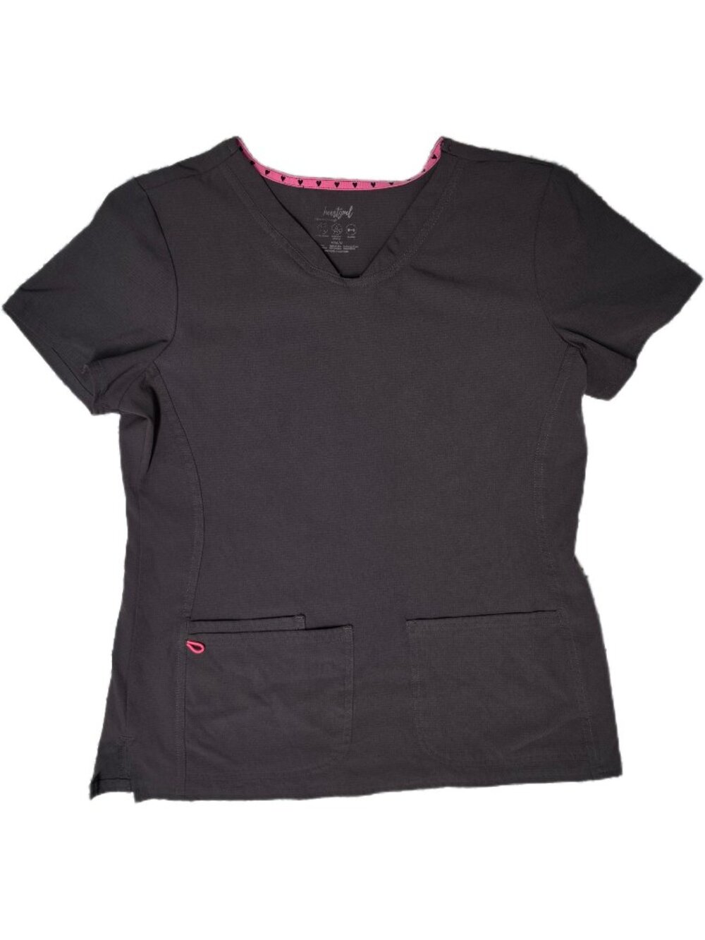HeartSoul Break On Through Scrub Top M Pewter Gray Pink Style 20710